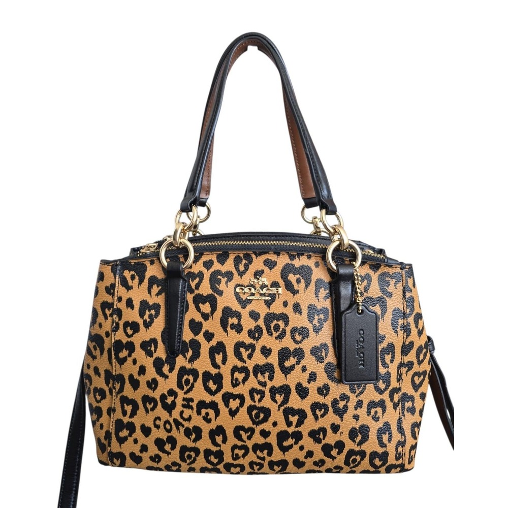 Coach Wild Heart Mini Christie Carryall Bag Leopard Cheetah Print Satchel EUC